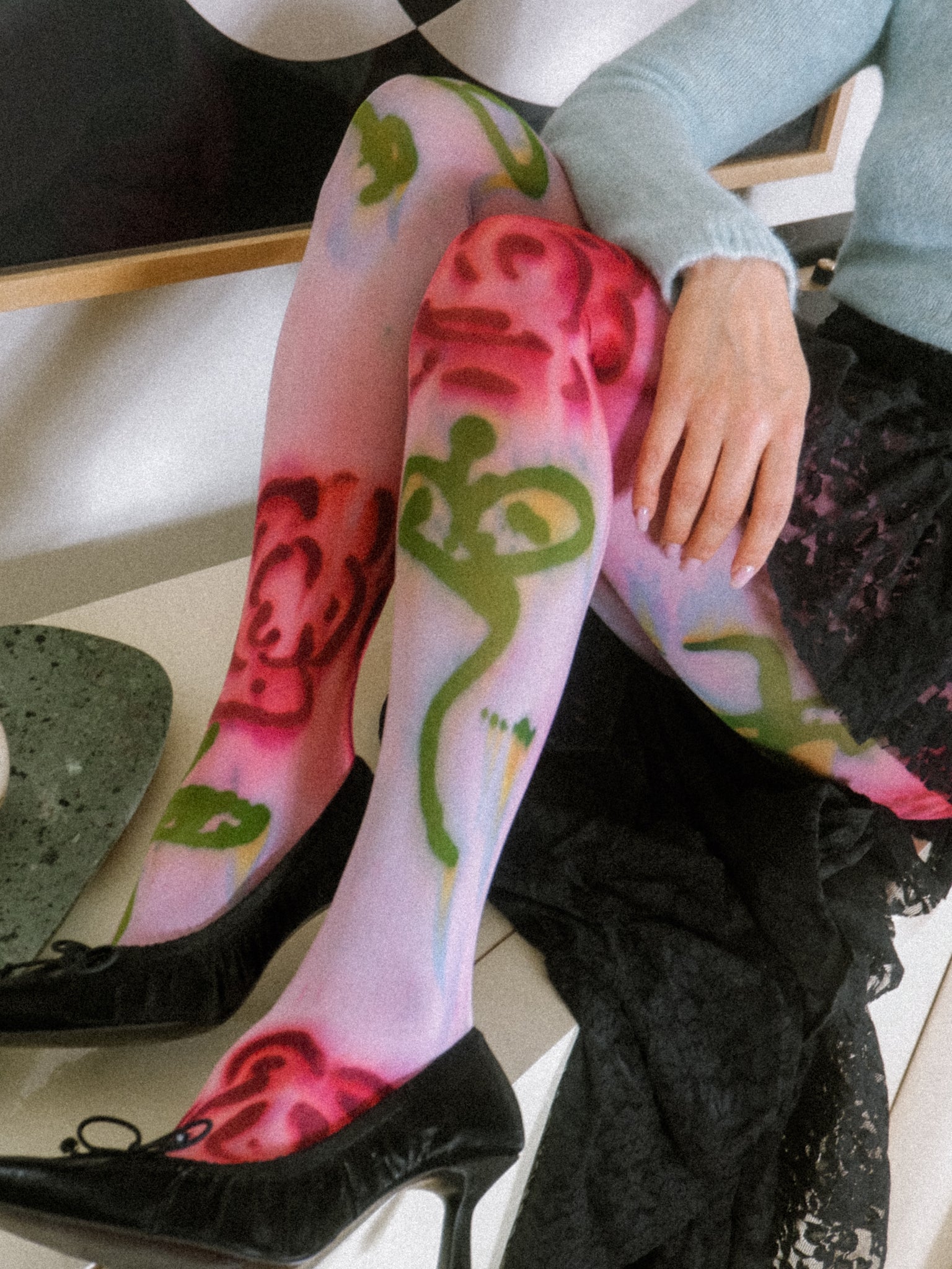 Hand-Dyed Rose Tights