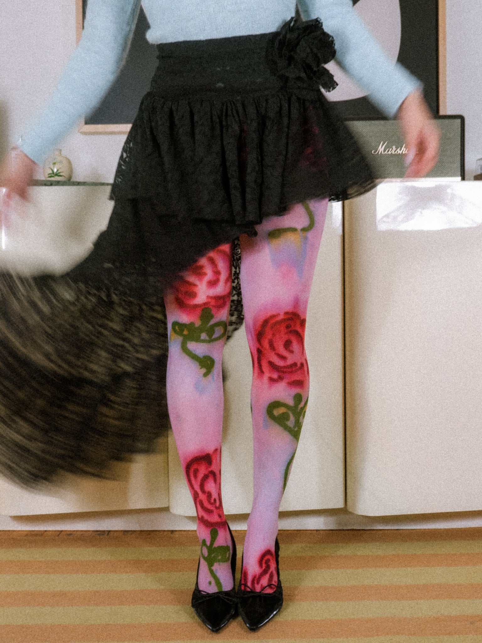 Hand-Dyed Rose Tights