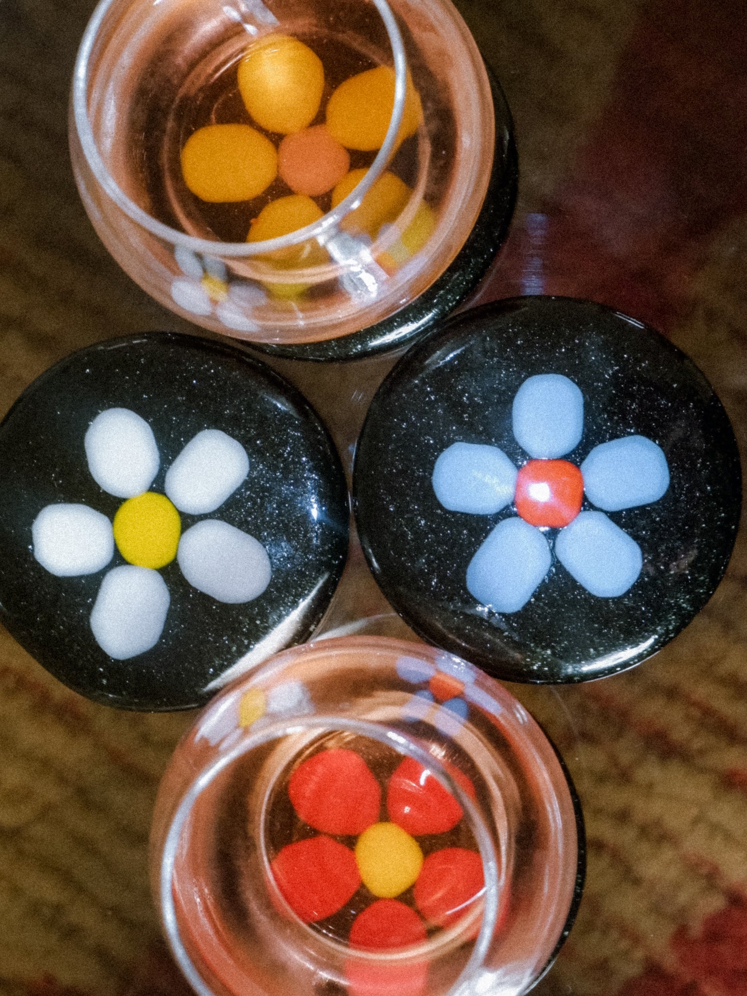 Handmade Glass Flower Coasters (Set of 4)