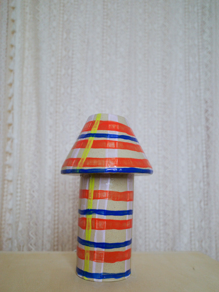 Orange Plaid Ceramic Lamp