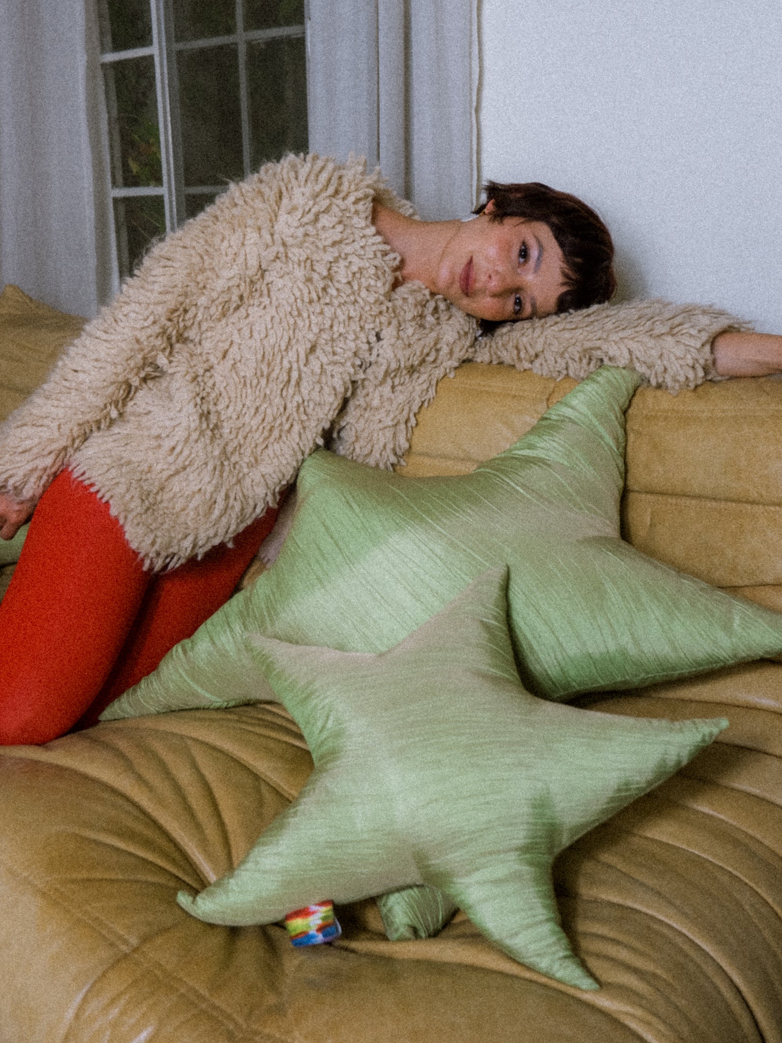 Star Pillow in Vintage Silk