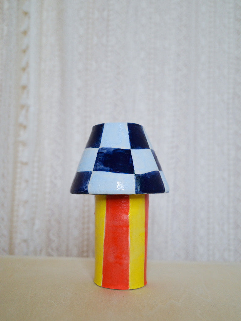 Check Stripe Combo Ceramic Lamp