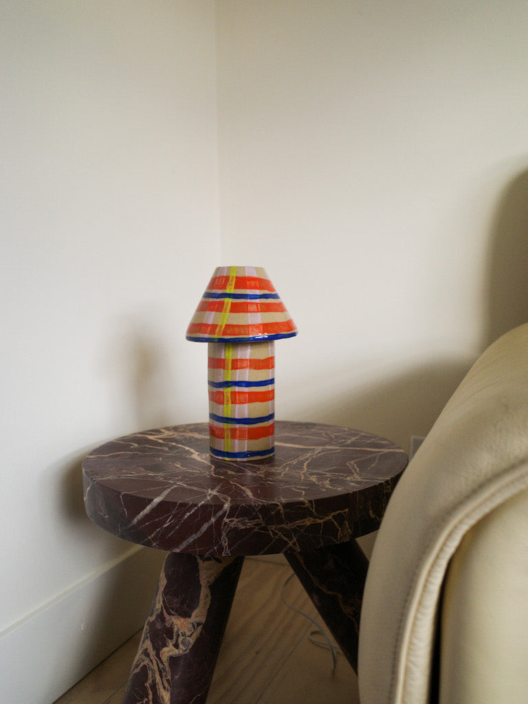Orange Plaid Ceramic Lamp