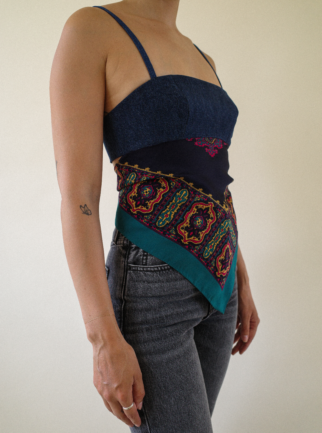 Wildflower Upcycled Scarf Top: Size XS (One-Of-A-Kind)
