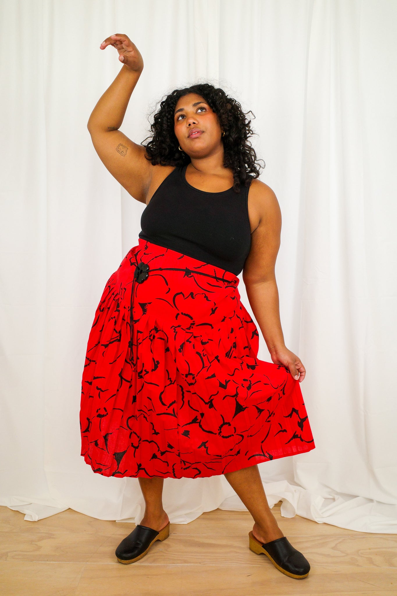 Bloom Skirt with Red and Black Print