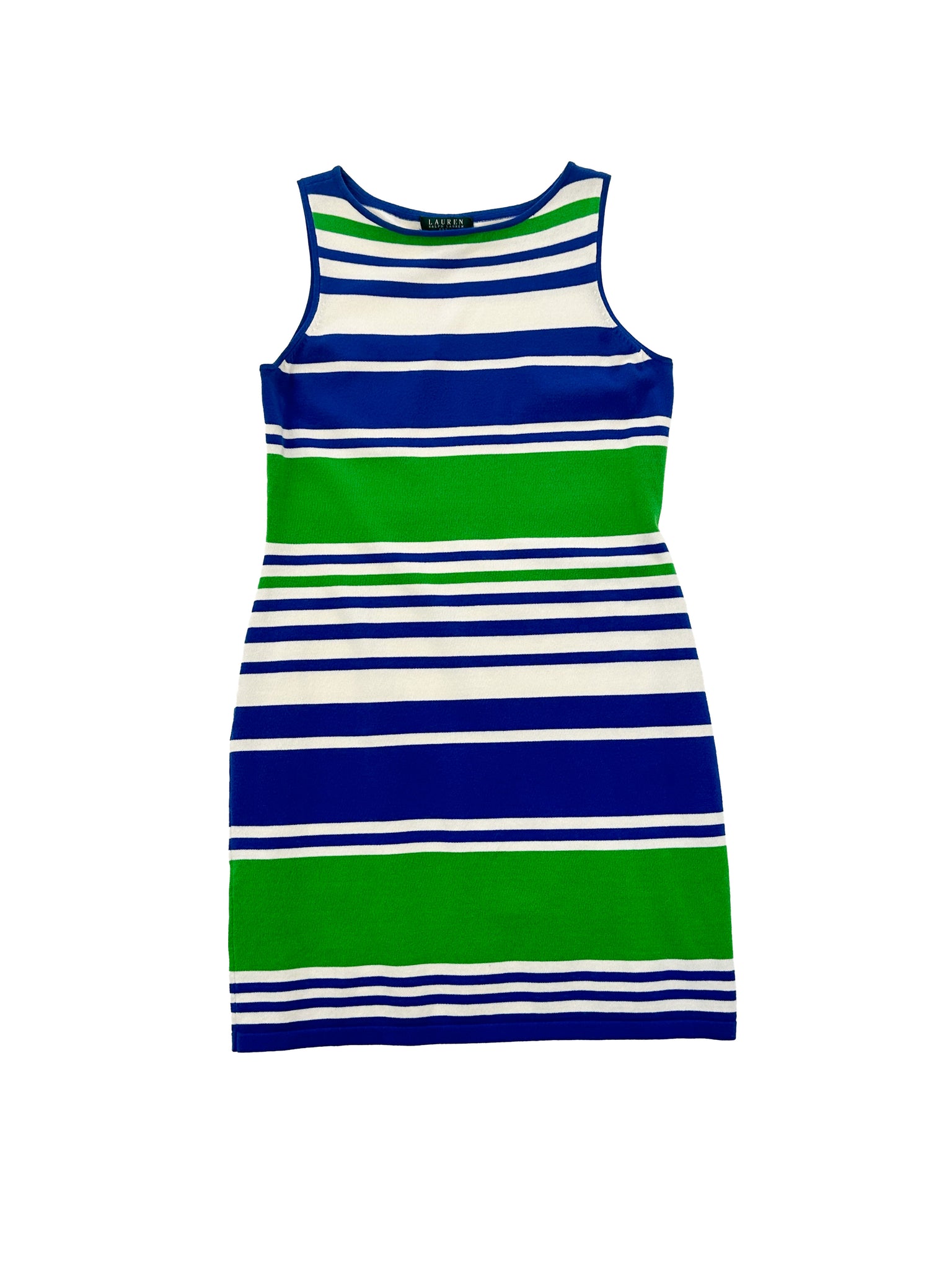 Blue and Green Striped Mini-Dress